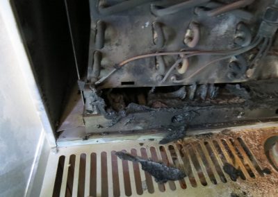 Failure of heat exchanger - resulting in fire
